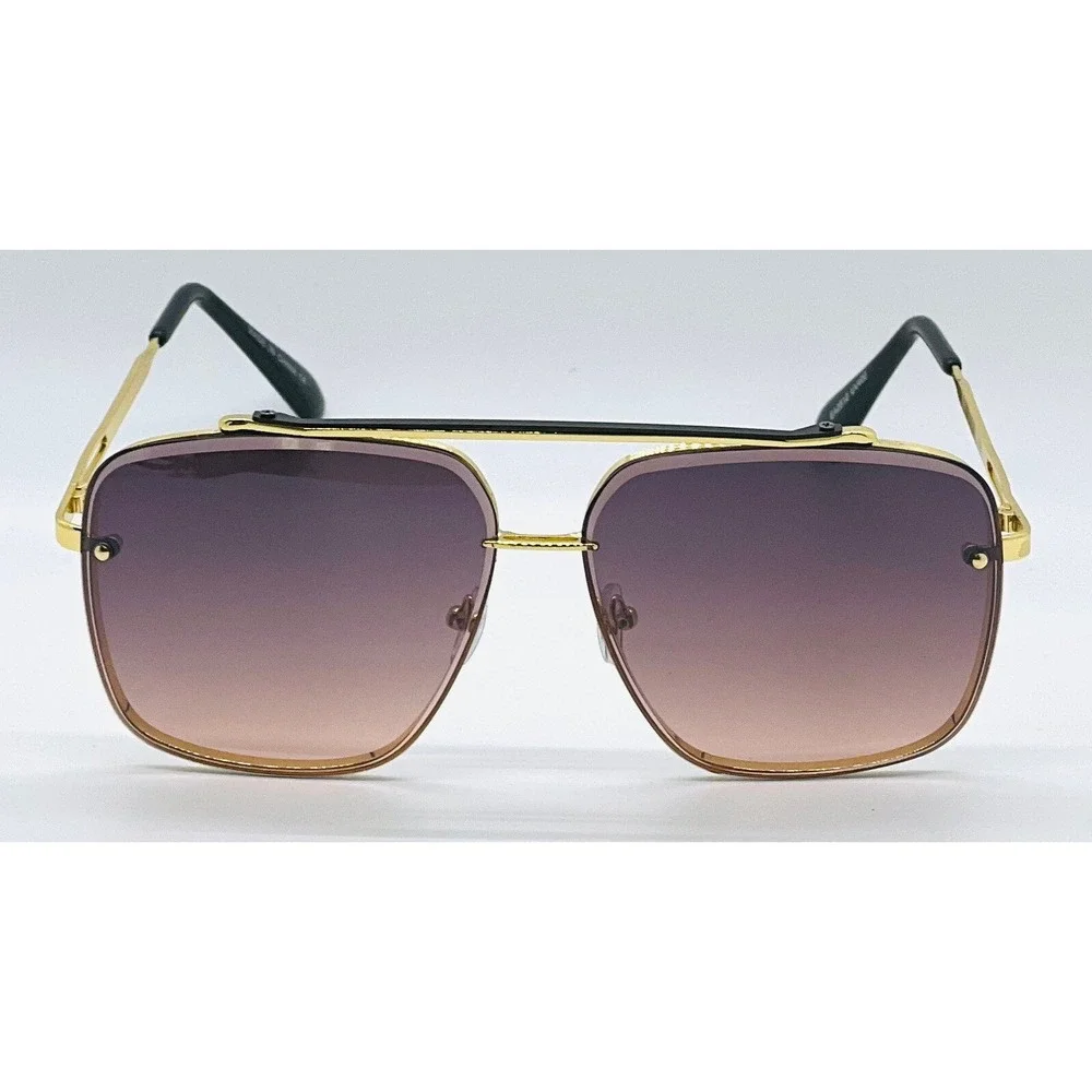 Sunglasses Men's Fashion Square Gold Frame Shades‎ Trendy Street Wear Lentes New